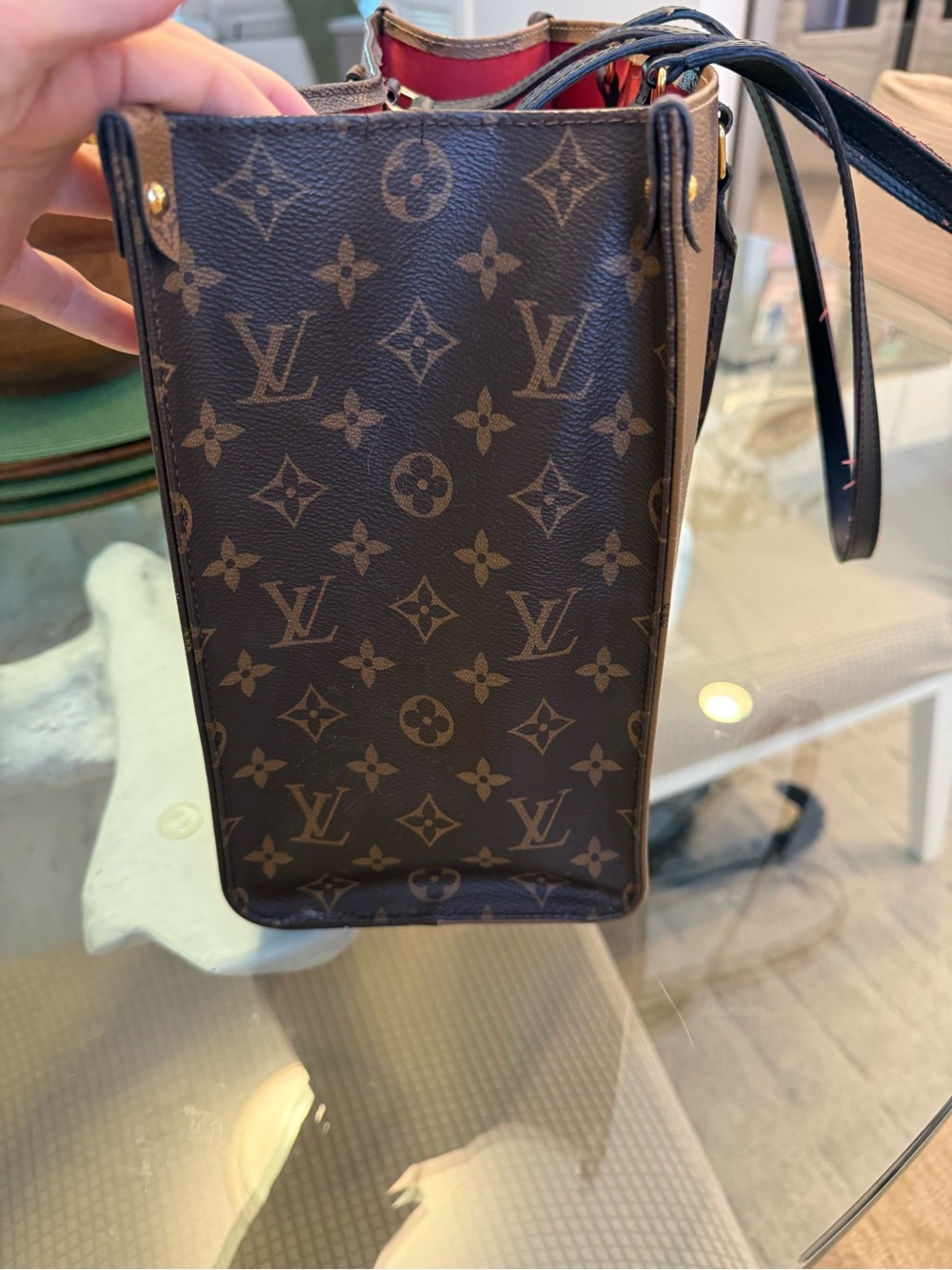 Louis Vuitton Brown Monogram Tote with Dark Brown Handles - Picture 4 of 7